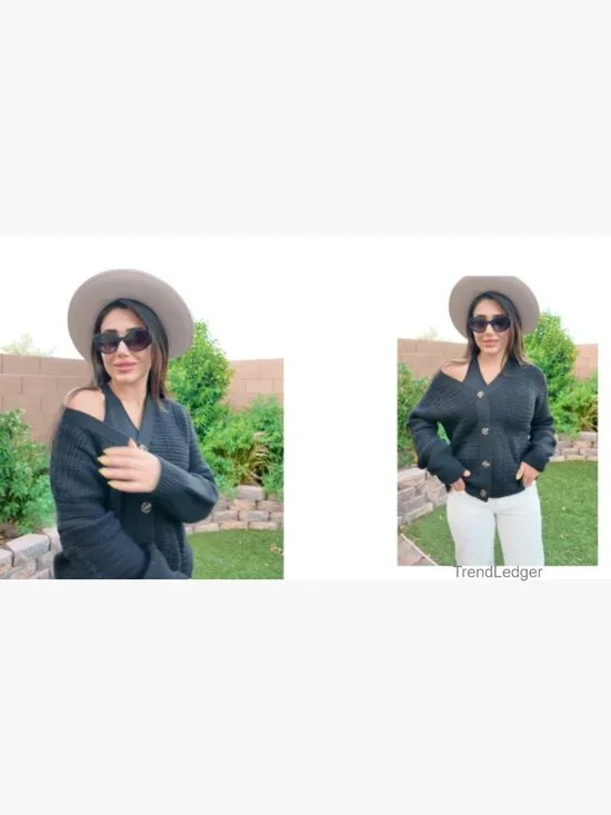 Chunky Knit Cardigan Open Front Long Sleeve V-Neck Loose Fit Sweater - Picture 7 of 7